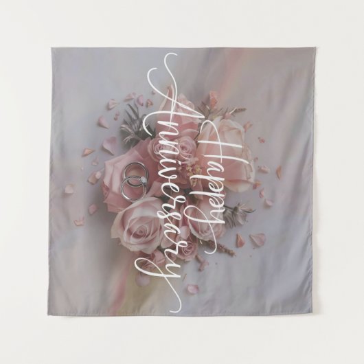 Happy Wedding Jubileum tapijt Wandkleed (Voorkant (horizontaal))