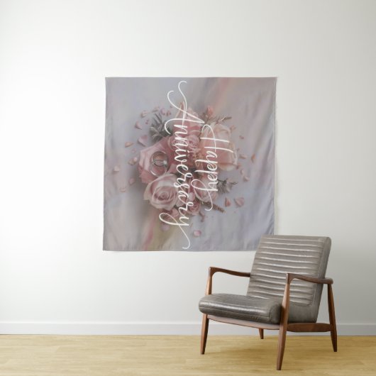 Happy Wedding Jubileum tapijt Wandkleed (In Situ (horizontaal))