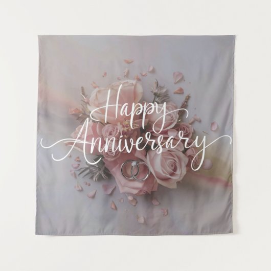 Happy Wedding Jubileum tapijt Wandkleed (Voorkant)