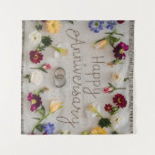 Happy Wedding Jubileum tapijt Wandkleed (Voorkant (horizontaal))