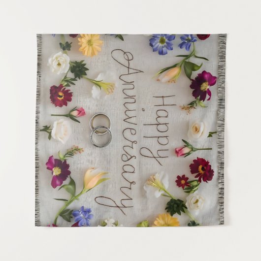 Happy Wedding Jubileum tapijt Wandkleed (Voorkant (horizontaal))