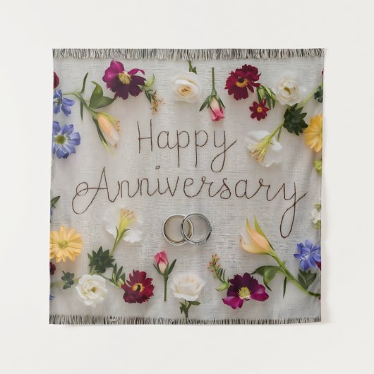 Happy Wedding Jubileum tapijt Wandkleed (Voorkant)