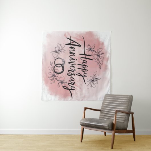 Happy Wedding Jubileum tapijt Wandkleed (In Situ (horizontaal))