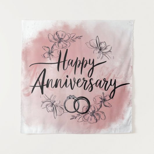 Happy Wedding Jubileum tapijt Wandkleed (Voorkant)