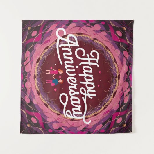 Happy Wedding Jubileum tapijt Wandkleed (Voorkant (horizontaal))