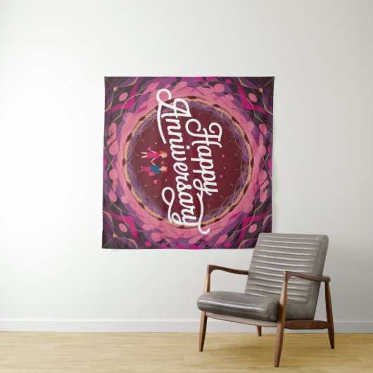 Happy Wedding Jubileum tapijt Wandkleed (In Situ (horizontaal))