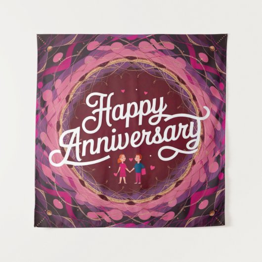 Happy Wedding Jubileum tapijt Wandkleed (Voorkant)