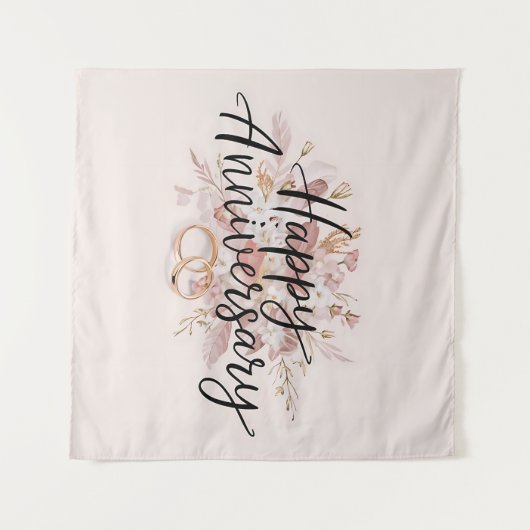 Happy Wedding Jubileum tapijt Wandkleed (Voorkant (horizontaal))