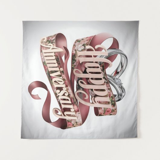 Happy Wedding Jubileum tapijt Wandkleed (Voorkant (horizontaal))