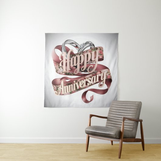 Happy Wedding Jubileum tapijt Wandkleed (In situ)