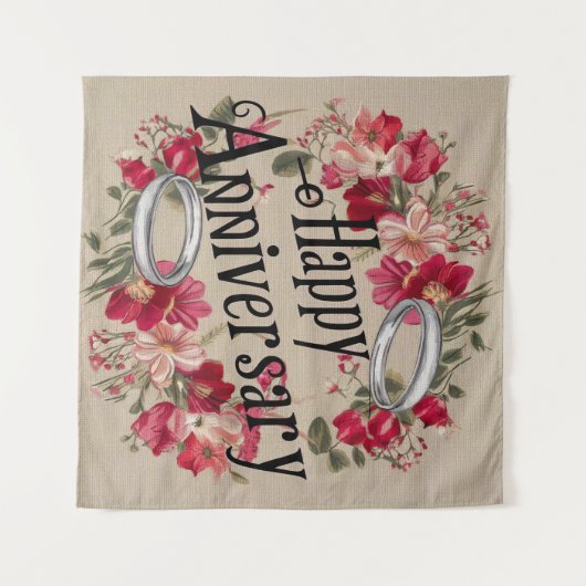 Happy Wedding Jubileum tapijt Wandkleed (Voorkant (horizontaal))