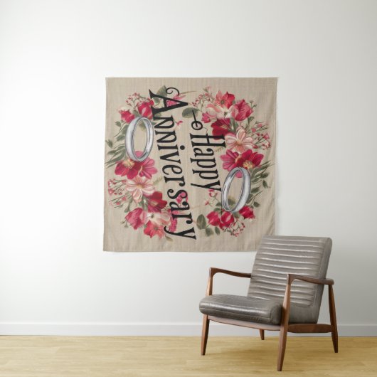 Happy Wedding Jubileum tapijt Wandkleed (In Situ (horizontaal))