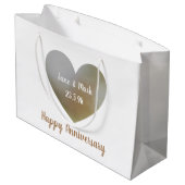 Happy Wedding Jubileum tas, hartvormige parel Groot Cadeauzakje (Achterkant Gekanteld)