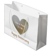 Happy Wedding Jubileum tas, hartvormige parel Groot Cadeauzakje (Voorkant Gekanteld)