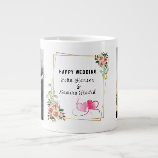 "Happy Wedding" Jubileum Verloving Paar Grote Koffiekop