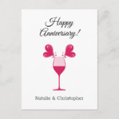 Happy Wedding Jubileum Vlinders Wijnglas Briefkaart (Voorkant)