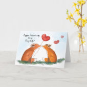 Happy Wedding Jubileum voor Foxy Wife Kaart (Gele Bloem)