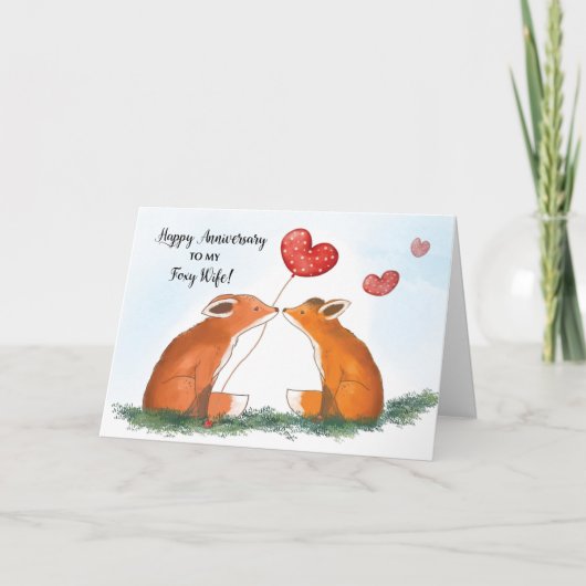 Happy Wedding Jubileum voor Foxy Wife Kaart (Voorkant)