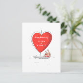 Happy Wedding Jubileum Zeilboot Red Heart Kaart (Staand voorkant)