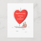 Happy Wedding Jubileum Zeilboot Red Heart Kaart (Voorkant)