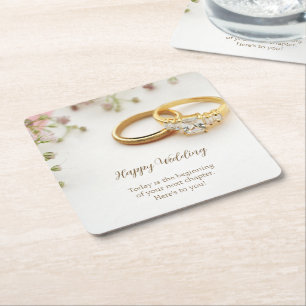 Happy Wedding Kartonnen Onderzetters