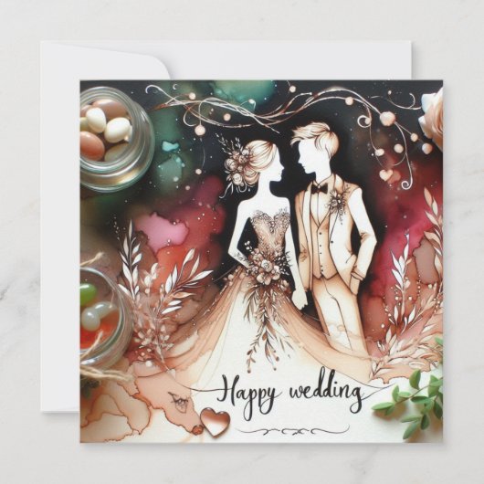 Happy Wedding Love Kaarten (Voorkant)