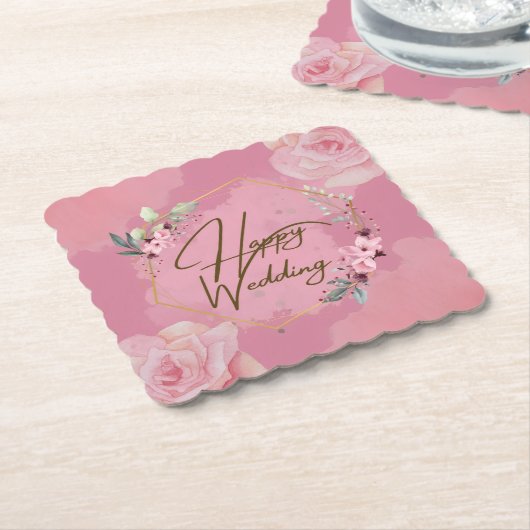 Happy Wedding Onderzetter Set (Gebogen)