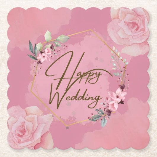 Happy Wedding Onderzetter Set (Voorkant)