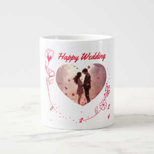 Happy Wedding paar foto gepersonaliseerde koffie m Grote Koffiekop