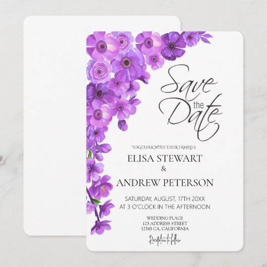 Happy Wedding Romantic Floral Wedding Kaart (Voorkant / Achterkant)