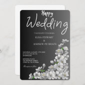 Happy Wedding Romantic Floral Wedding Kaart (Voorkant / Achterkant)