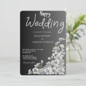 Happy Wedding Romantic Floral Wedding Kaart (Staand voorkant)