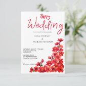 Happy Wedding Romantic Floral Wedding RSVP Kaartje (Staand voorkant)