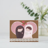 Happy Wedding (Roze/Bruin) Briefkaart (Staand voorkant)