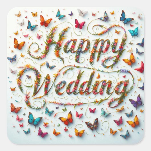Happy Wedding Sticker (Voorkant)