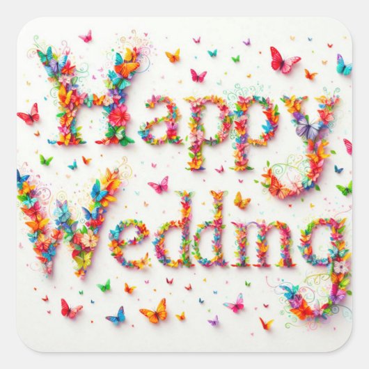 Happy Wedding Sticker (Voorkant)