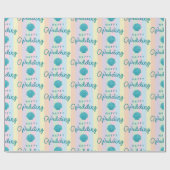 Happy Wedding Text Blue Seashell Colorful Rainbow Cadeaupapier (Vlak)
