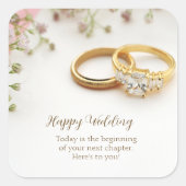 Happy Wedding Vierkante Sticker (Voorkant)