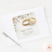 Happy Wedding Vierkante Sticker (Envelop)