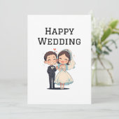 Happy Wedding Wenskaart Bedankkaart (Staand voorkant)