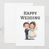 Happy Wedding Wenskaart Bedankkaart (Voorkant / Achterkant)