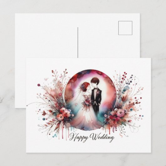 Happy Wedding Wenskaarten Briefkaart (Voorkant / Achterkant)