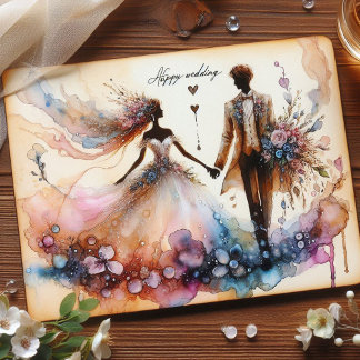 Happy Wedding Wenskaarten Briefkaart
