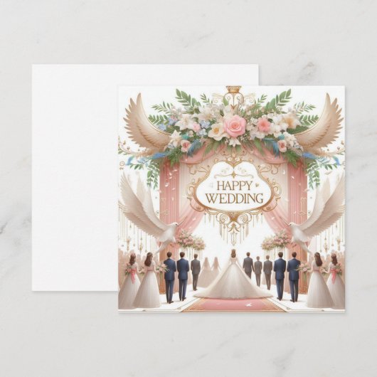 Happy Wedding Wenskaarten Feestdagenkaart (Voorkant / Achterkant)
