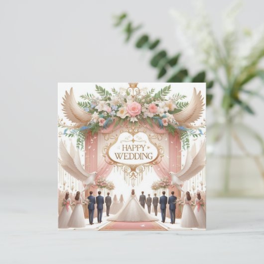Happy Wedding Wenskaarten Feestdagenkaart (Staand voorkant)