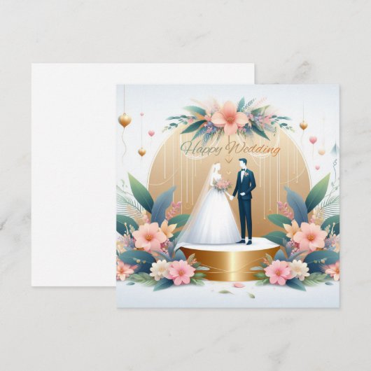Happy Wedding Wenskaarten Feestdagenkaart (Voorkant / Achterkant)