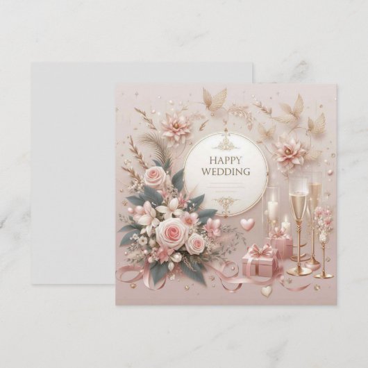 Happy Wedding Wenskaarten Feestdagenkaart (Voorkant / Achterkant)