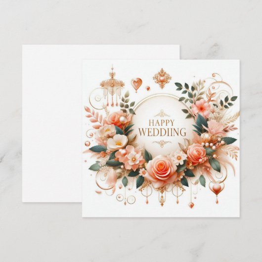 Happy Wedding Wenskaarten Feestdagenkaart (Voorkant / Achterkant)