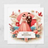Happy Wedding Wenskaarten Feestdagenkaart (Voorkant / Achterkant)