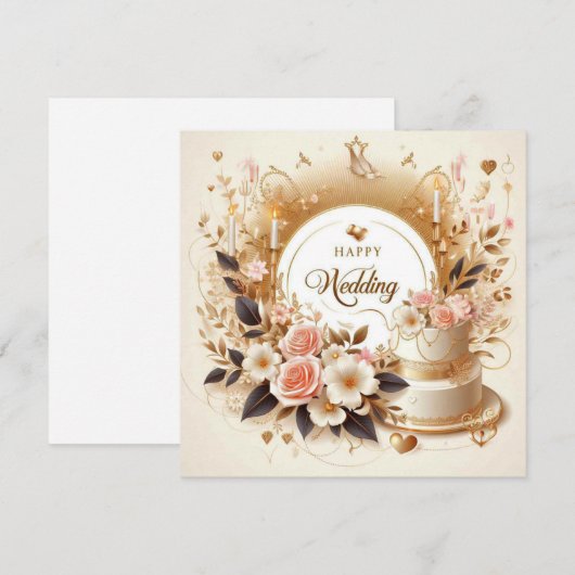 Happy Wedding Wenskaarten Feestdagenkaart (Voorkant / Achterkant)